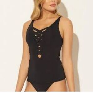 Blue Rod Beattie Tankini Back Lace-Up Swimsuit Top